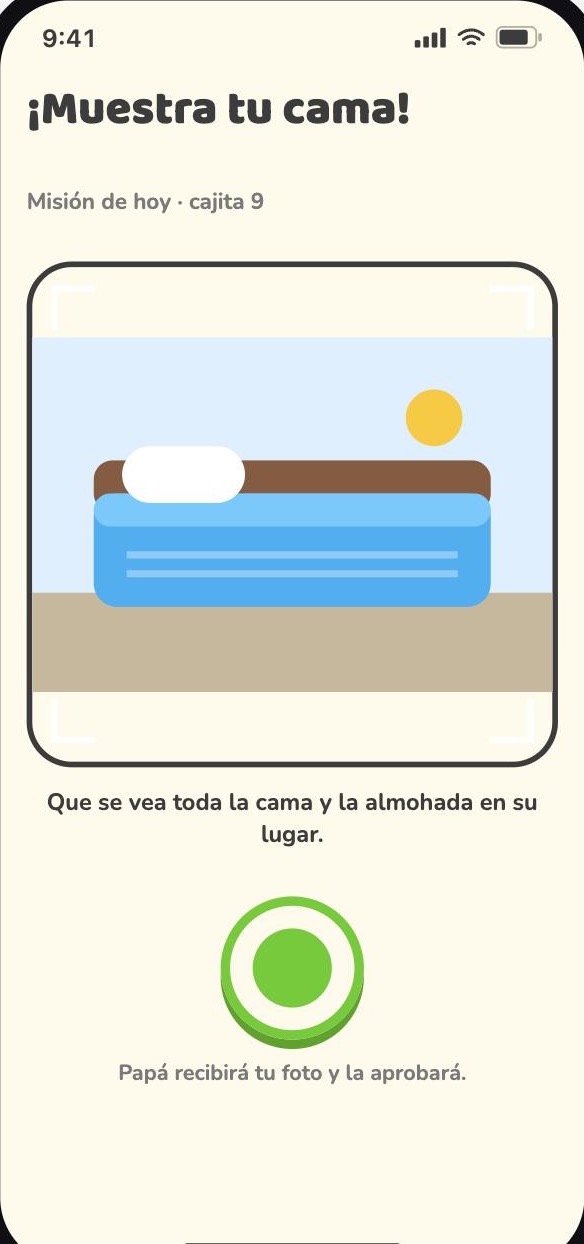Pantalla para subir la foto de la cama