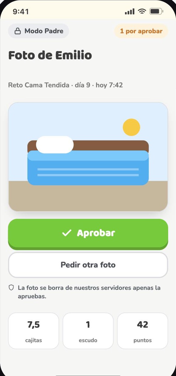 Modo Padre con la foto por aprobar